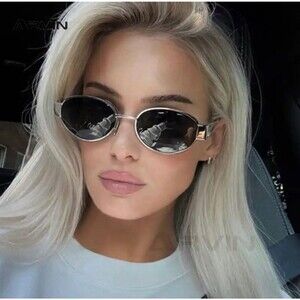 Small Metal Frame Oval Sunglasses for Women 2024 Brand Designer Fashion Luxury S
